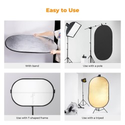 K&F Concept 100cm by 150cm 5-in-1 Oval Foldable Reflector